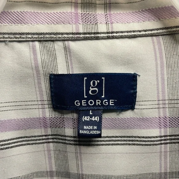 Mens George Plaid Button Up T-Shirt Short Sleeve, Size L - Picture 4 of 5